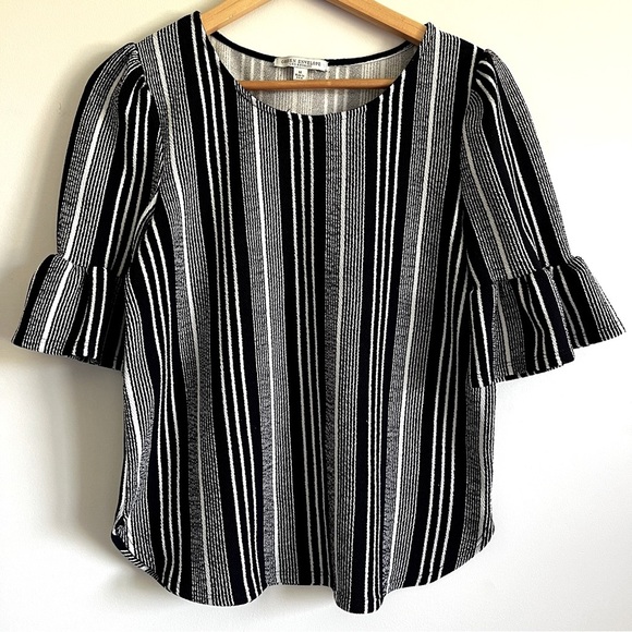 Green Envelope Tops - Green Envelope Black and White Striped Blouse Size M